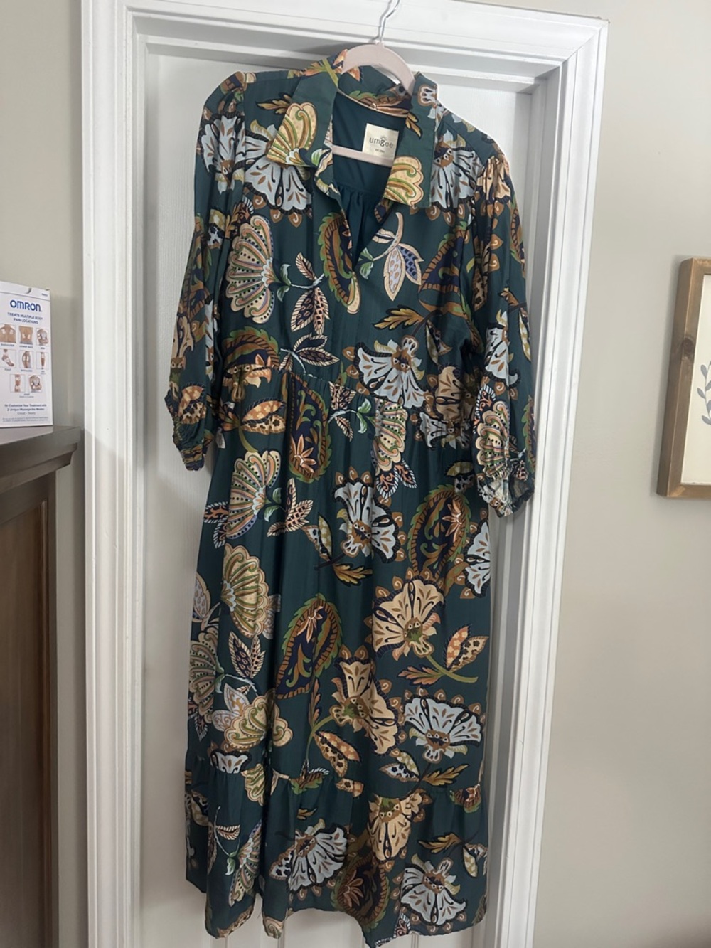 Umgee Teal Floral Paisley Maxi Dress